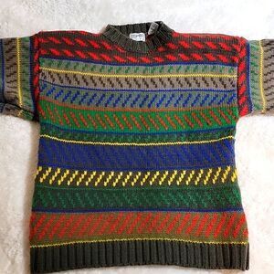Vintage Espirit Sport Fair Isle Multicolor sweater 100% wool Small made in Korea